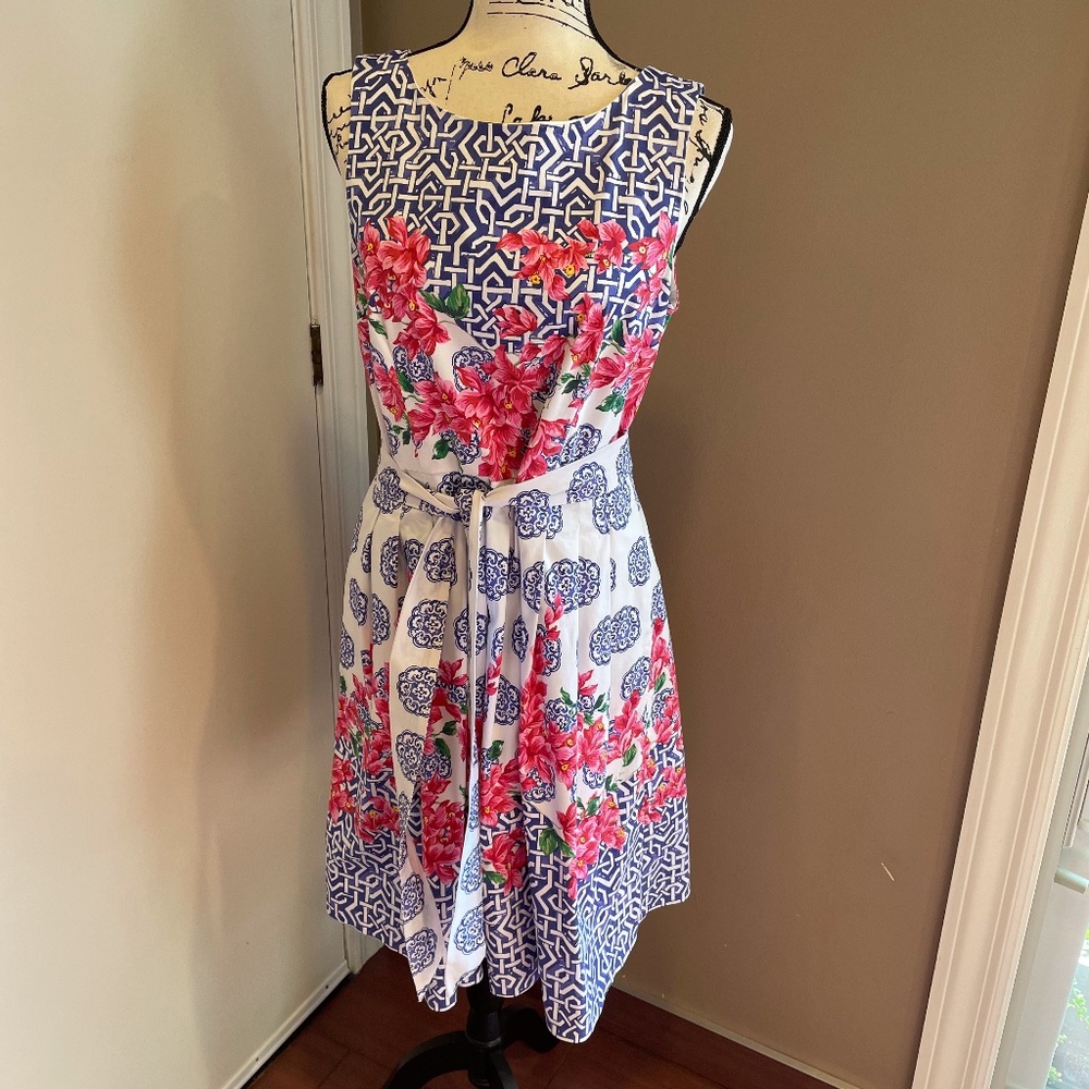Talbots sleeveless floral fit and flare